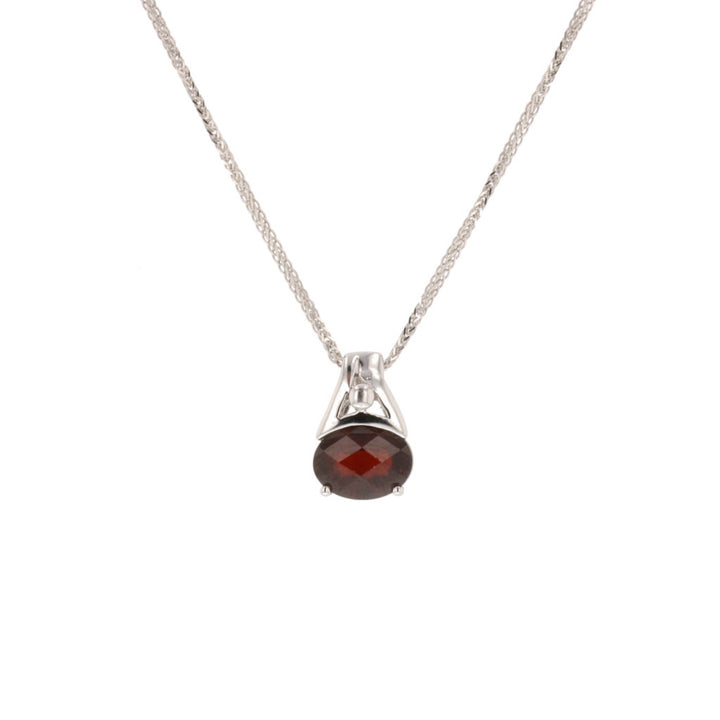 14K White Gold Rhodolite Garnet and Diamond East-West Pendant