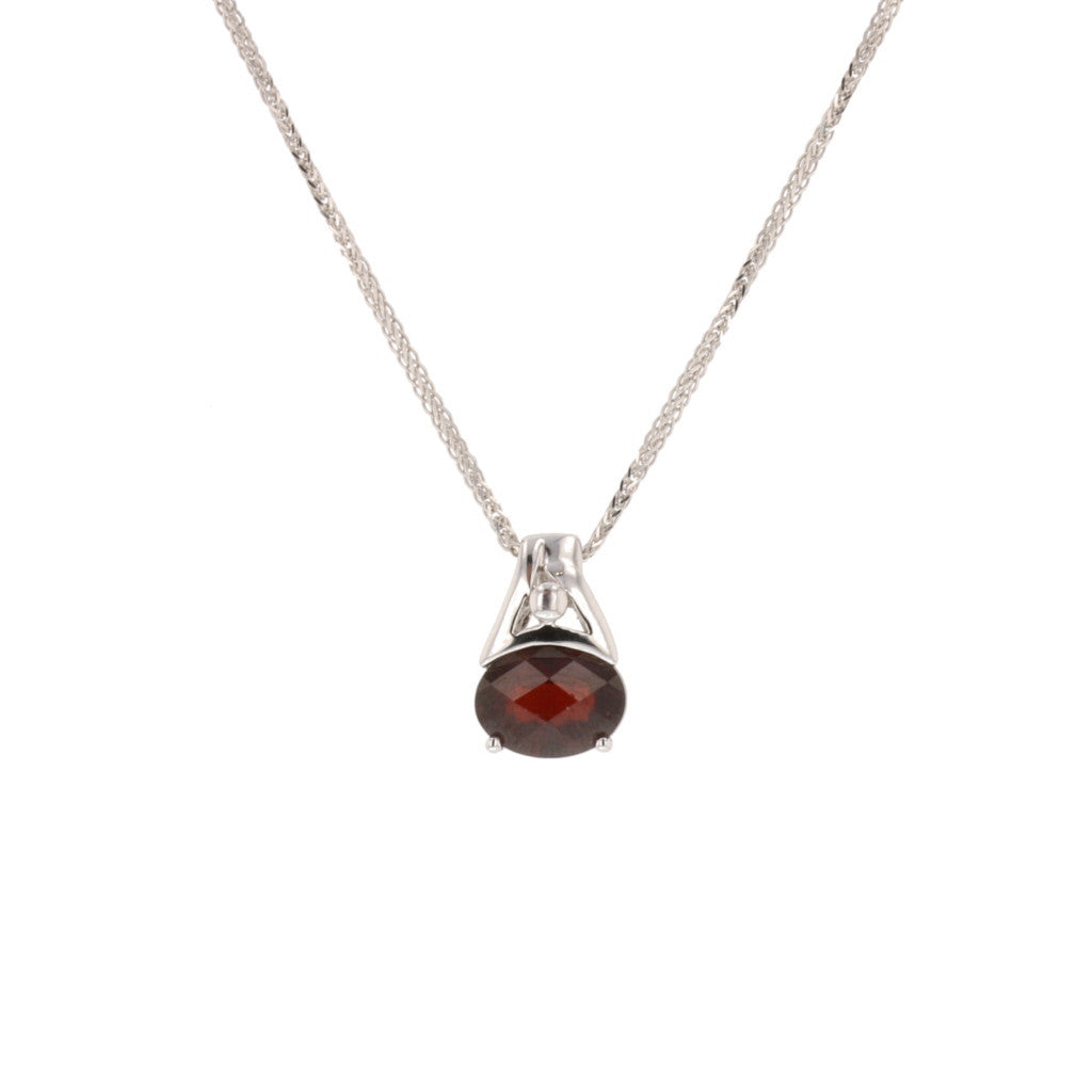 14K White Gold Rhodolite Garnet and Diamond East-West Pendant - David's Antiques & Jewelry
