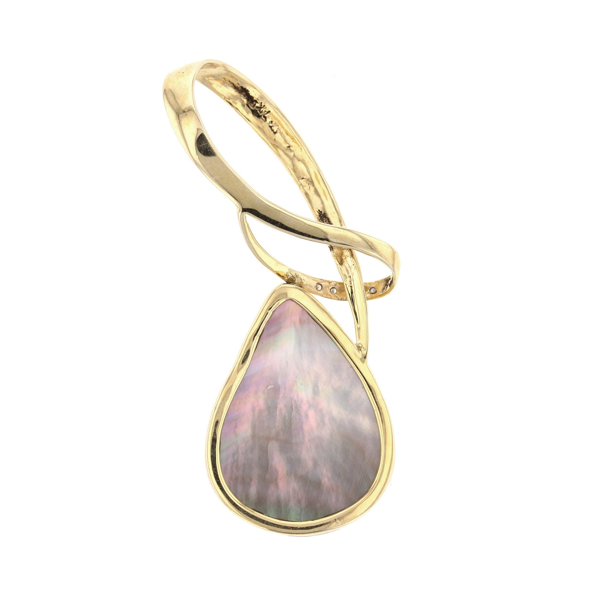 14Kt YG Mobe Pearl & Diamond Pendant