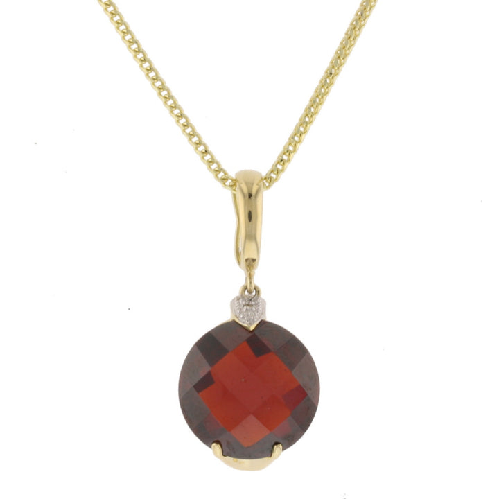 Round Mozambique Garnet Pendant 14K Yellow Gol