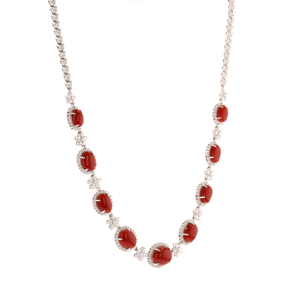 Red Coral & Diamond Necklace