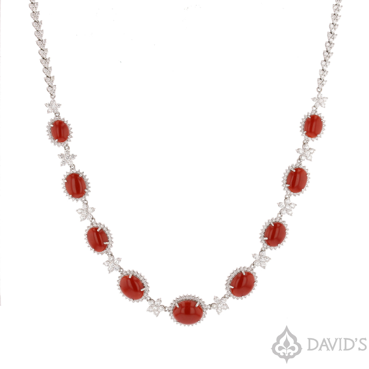 Red Coral & Diamond Necklace