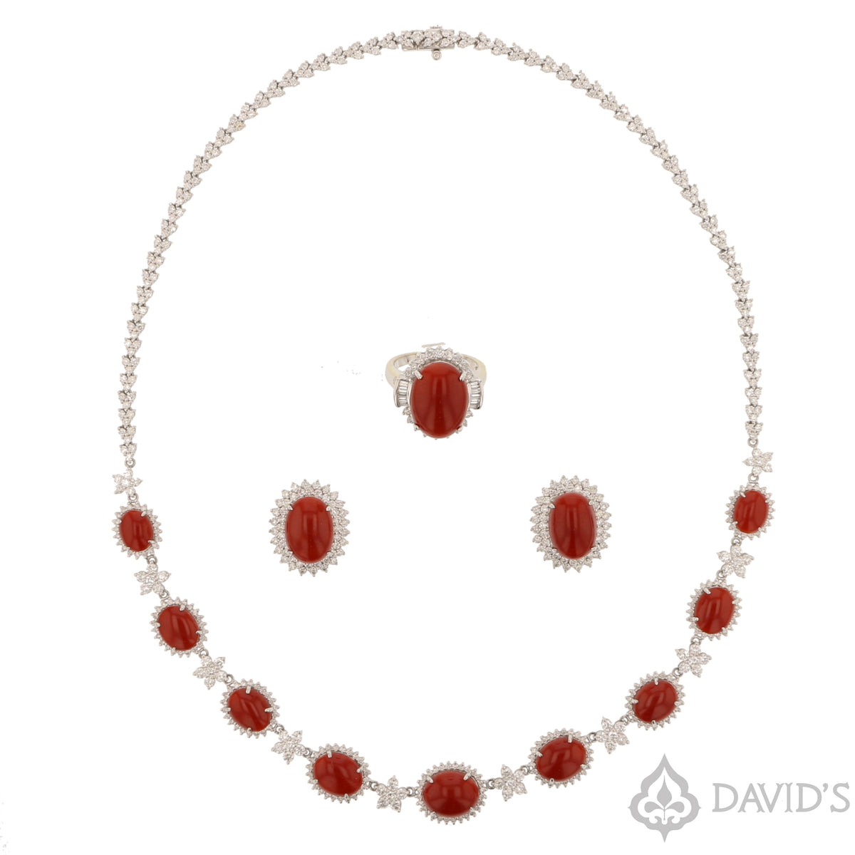 Red Coral & Diamond Necklace