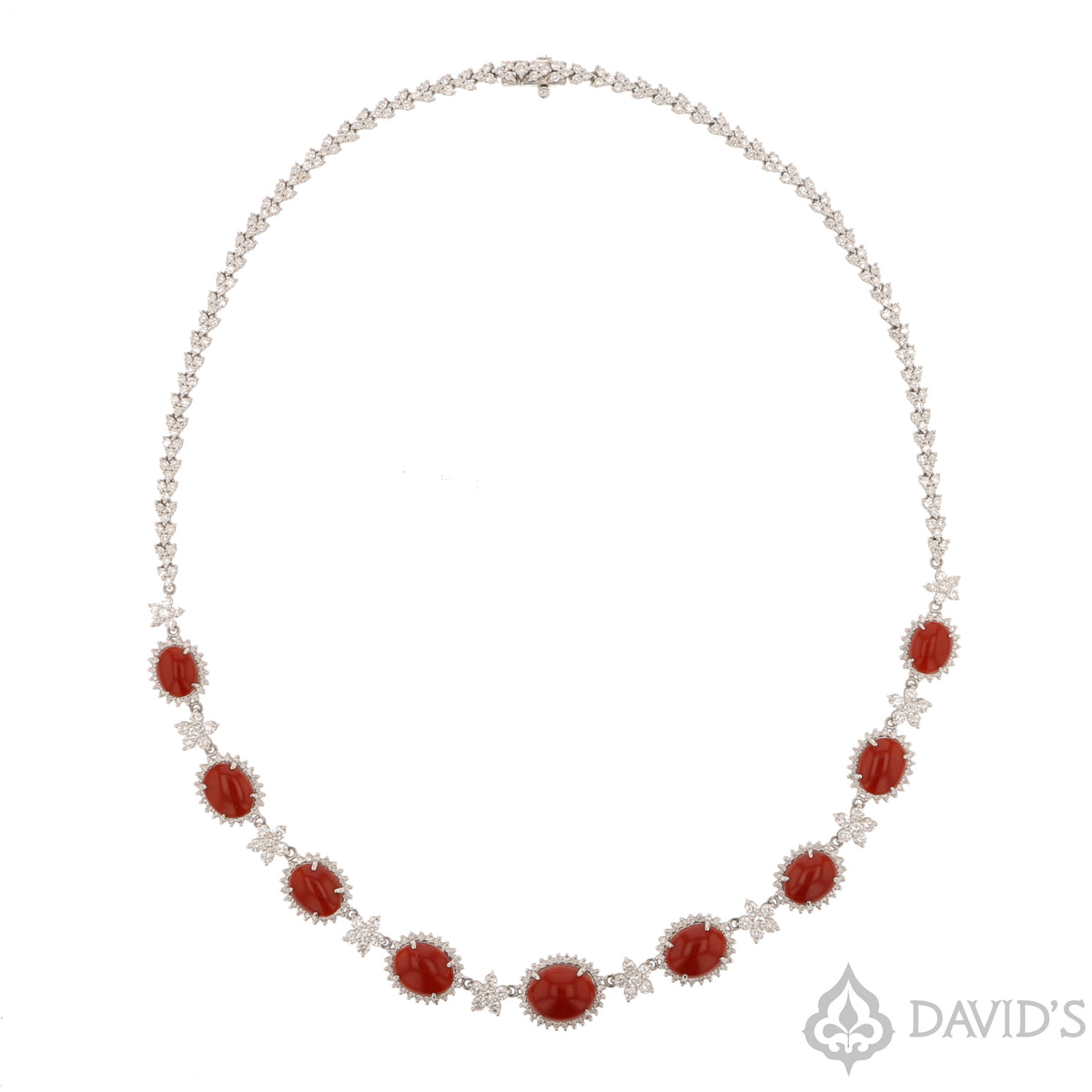 Red Coral & Diamond Necklace