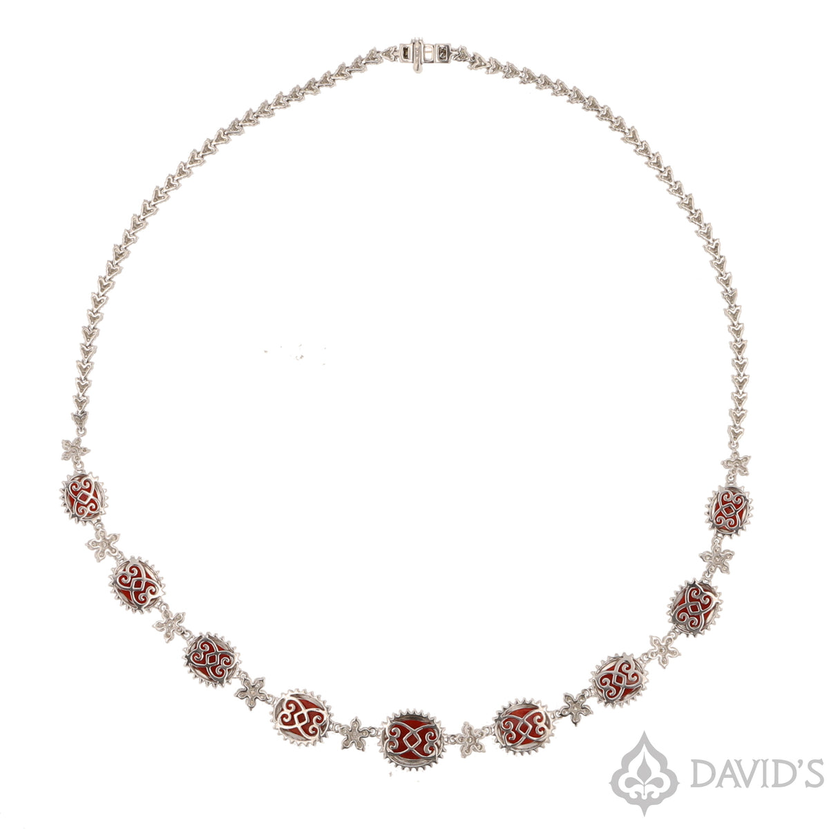Red Coral & Diamond Necklace
