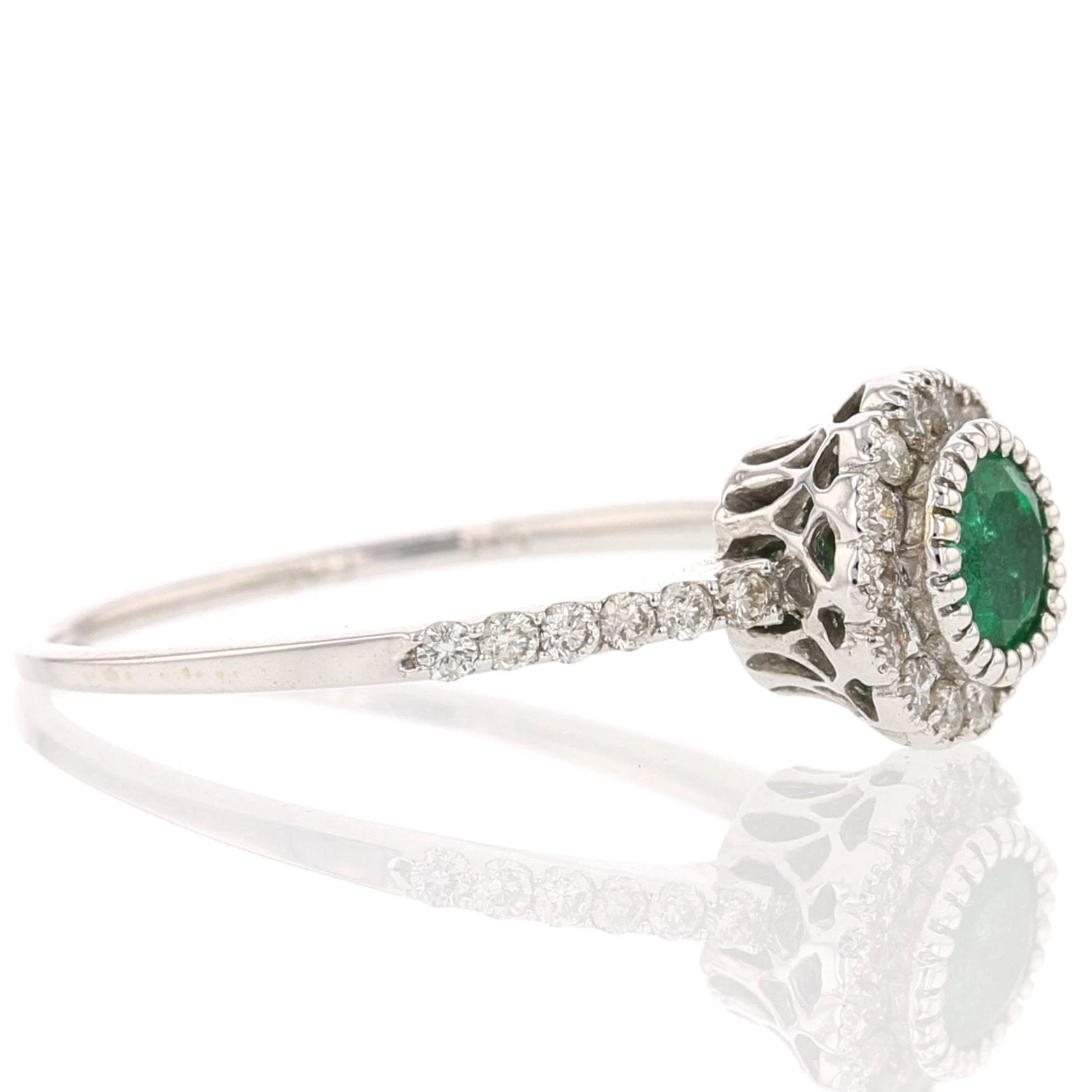 14K White Gold Emerald and Diamond Ring - David's Antiques & Jewelry