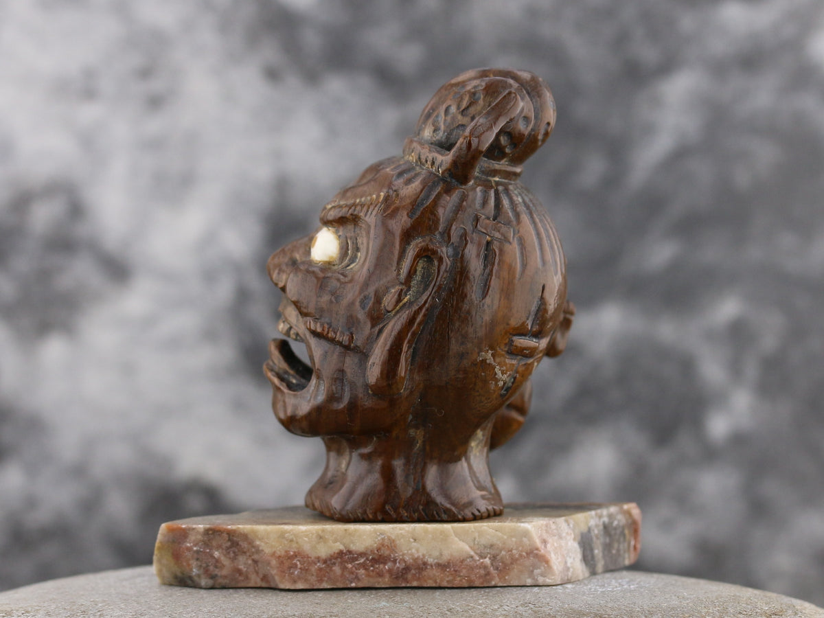 C1950 Wooden Netsuke: Colossal Monster & Climbing Man