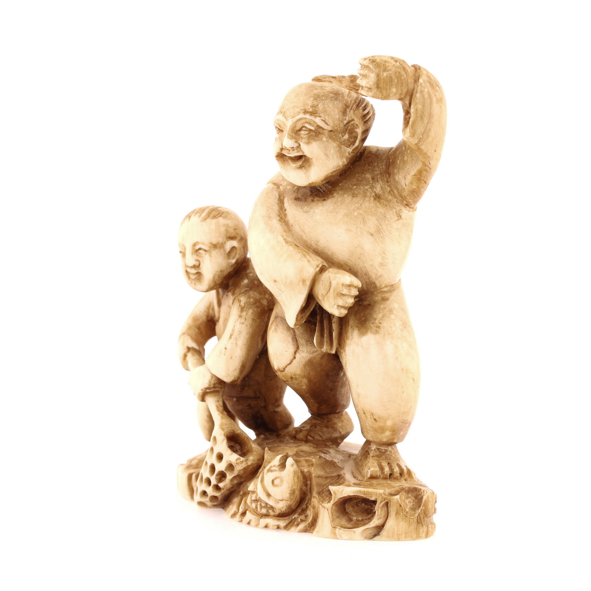 Father & Son Fishing Ivory Netsuke – Circa 1950s