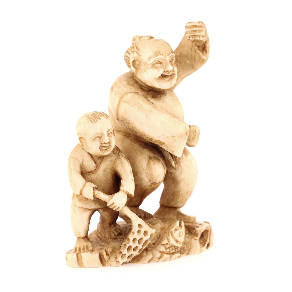 Father & Son Fishing Ivory Netsuke – Circa 1950s