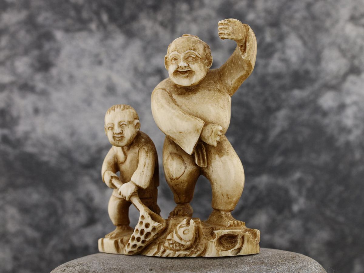 Father & Son Fishing Ivory Netsuke – Circa 1950s