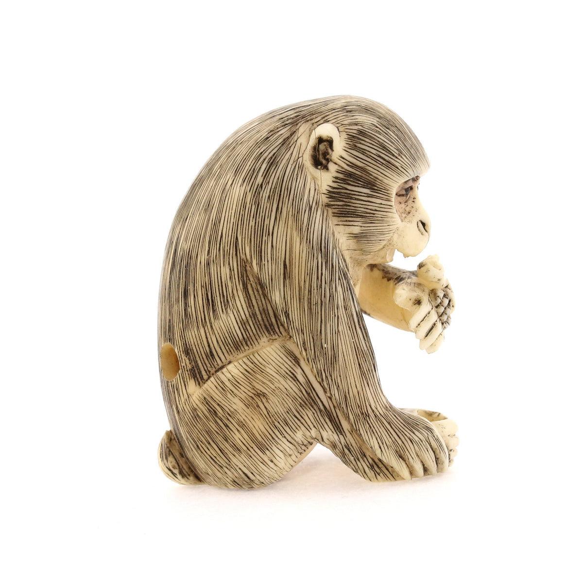 Seated Curious Monkey Ivory Netsuke – Antique