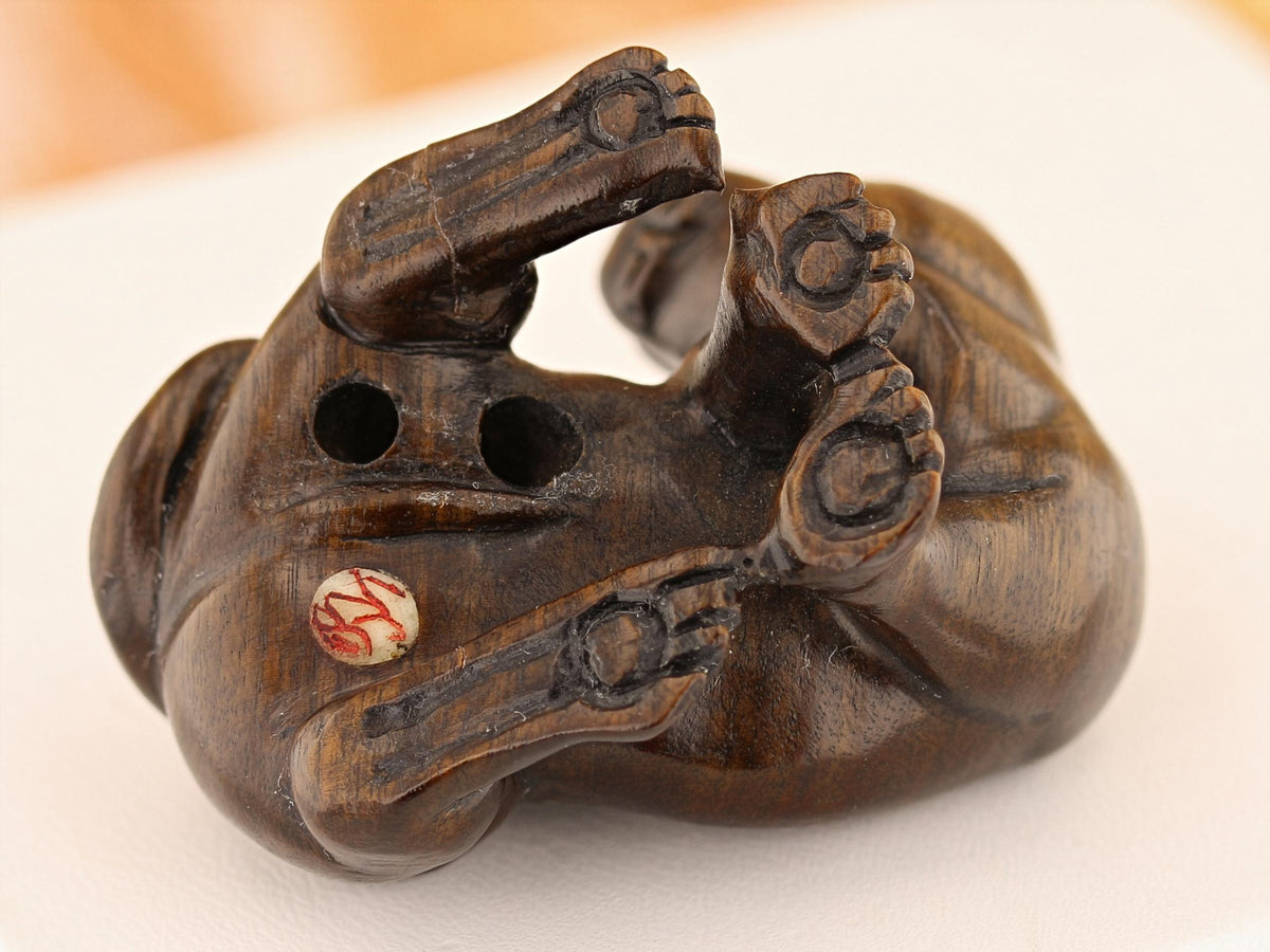 Vintage Carved Ironwood Lioness Netsuke