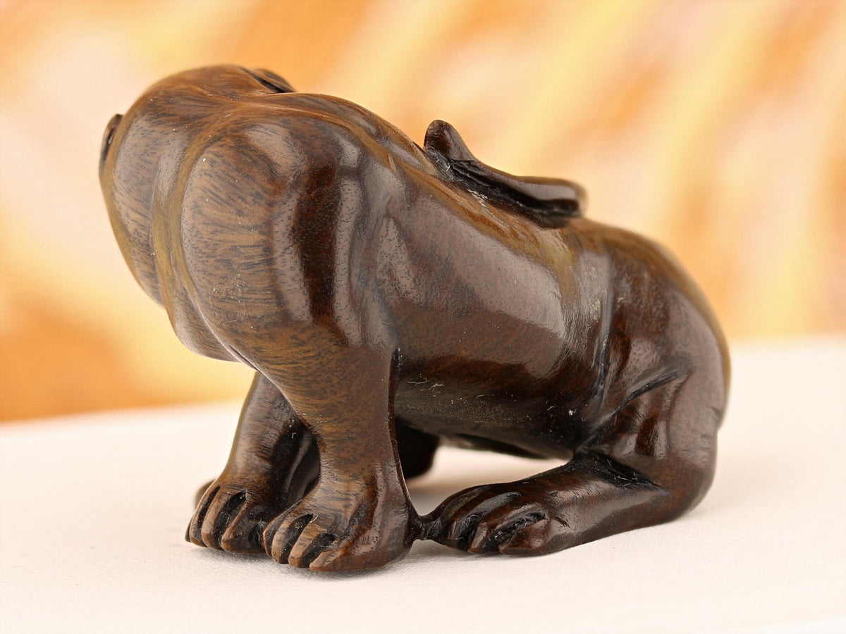 Vintage Carved Ironwood Lioness Netsuke