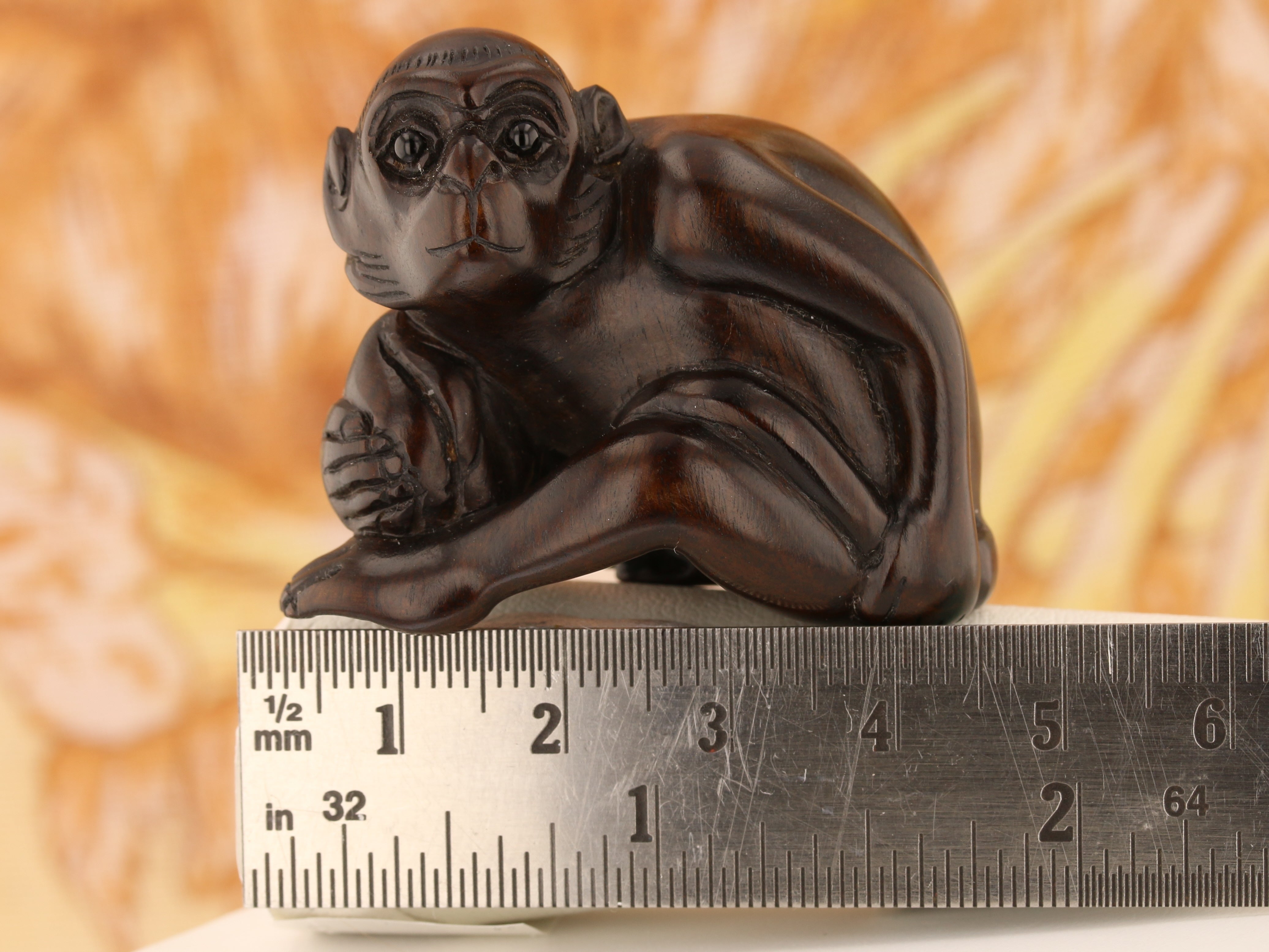 Vintage Ironwood Netsuke: Monkey with Nut - David's Antiques & Jewelry
