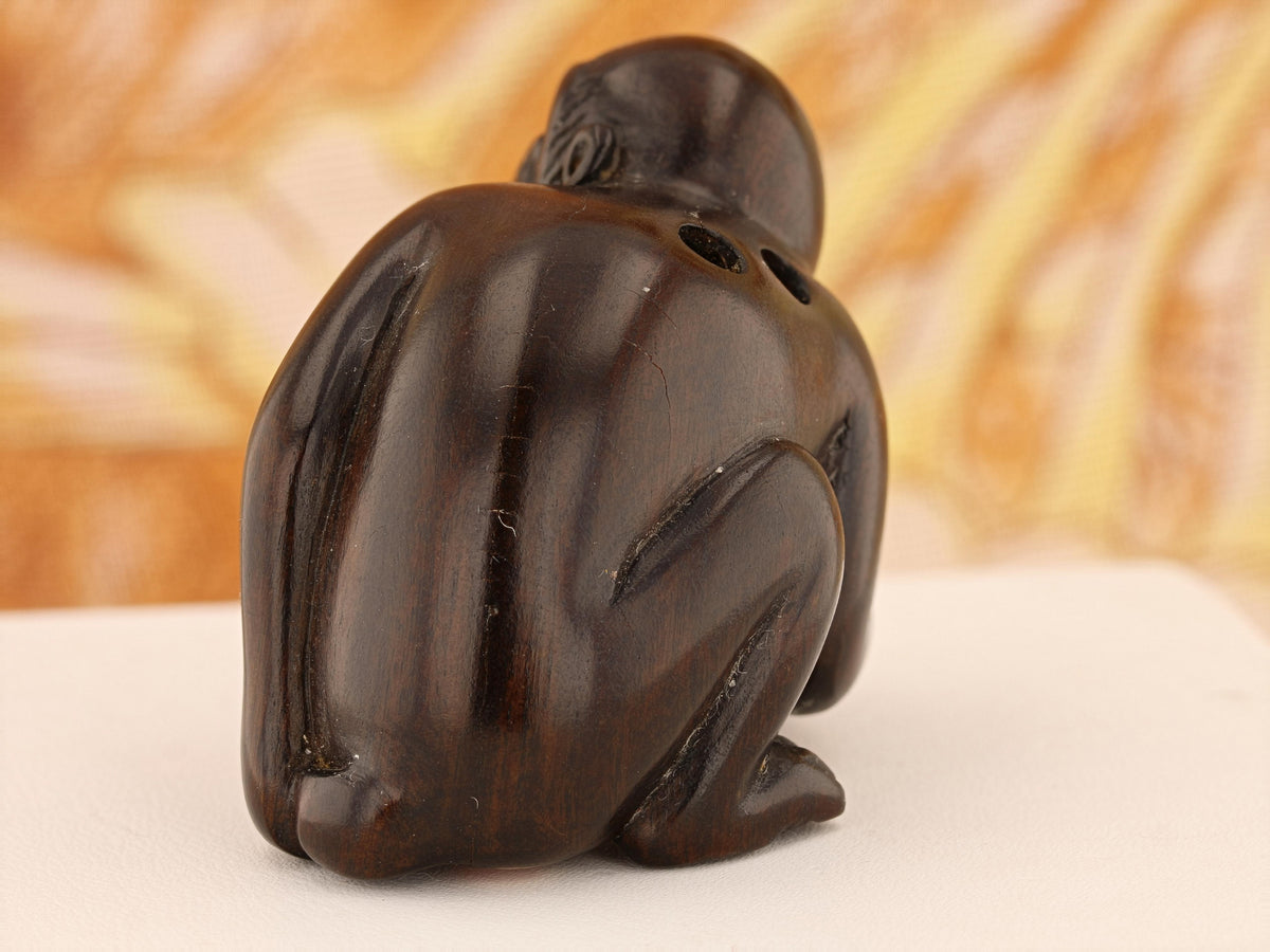 Vintage Ironwood Netsuke: Monkey with Nut
