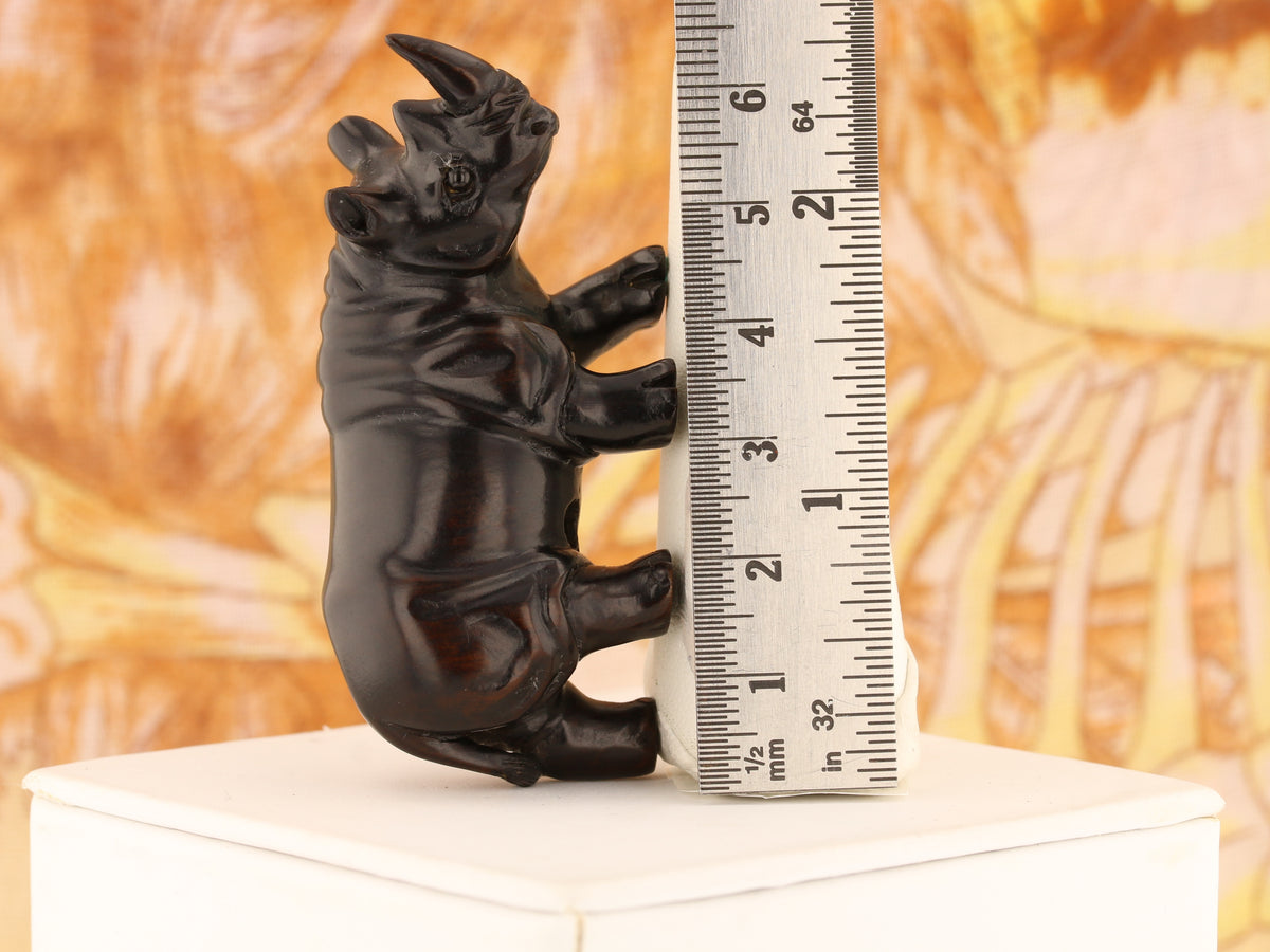 Regal Rhinoceros Dark Wood Netsuke