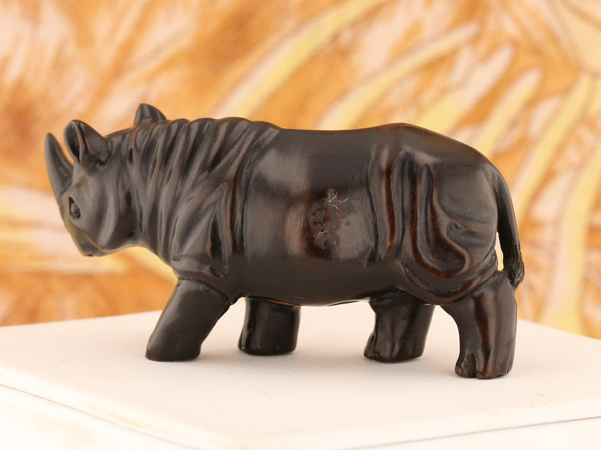 Regal Rhinoceros Dark Wood Netsuke