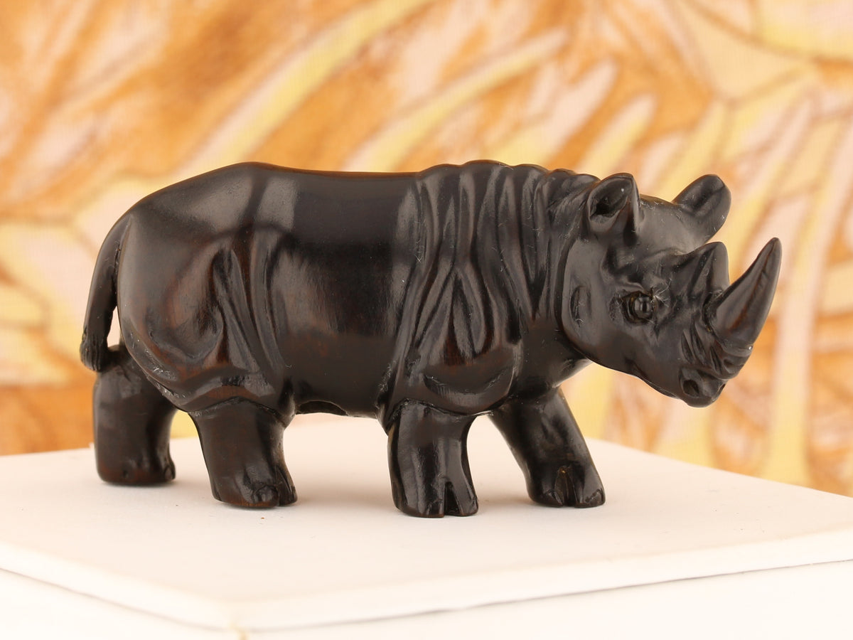 Regal Rhinoceros Dark Wood Netsuke