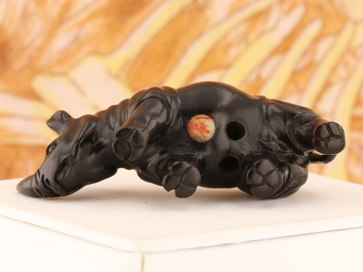 Regal Rhinoceros Dark Wood Netsuke