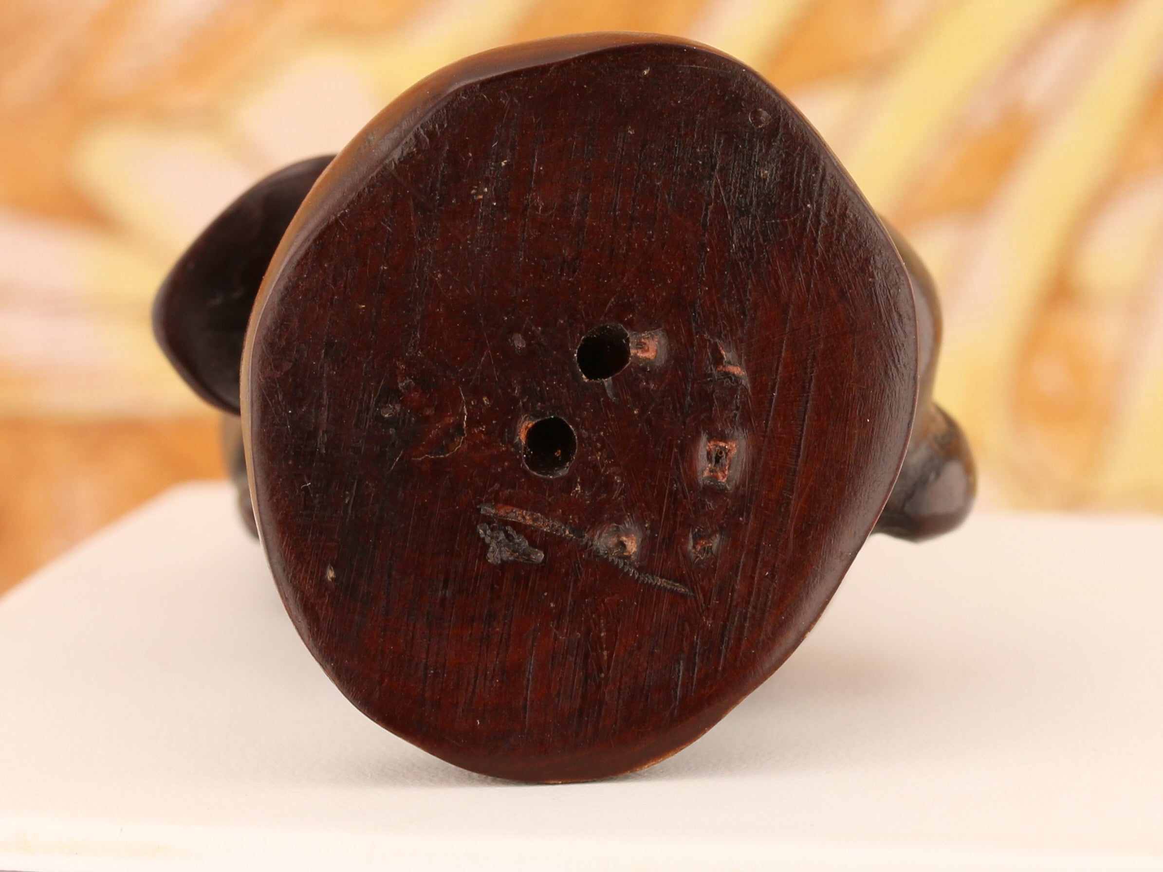New Orleans Mouse Trumpeter Iron Wood Netsuke - David's Antiques & Jewelry