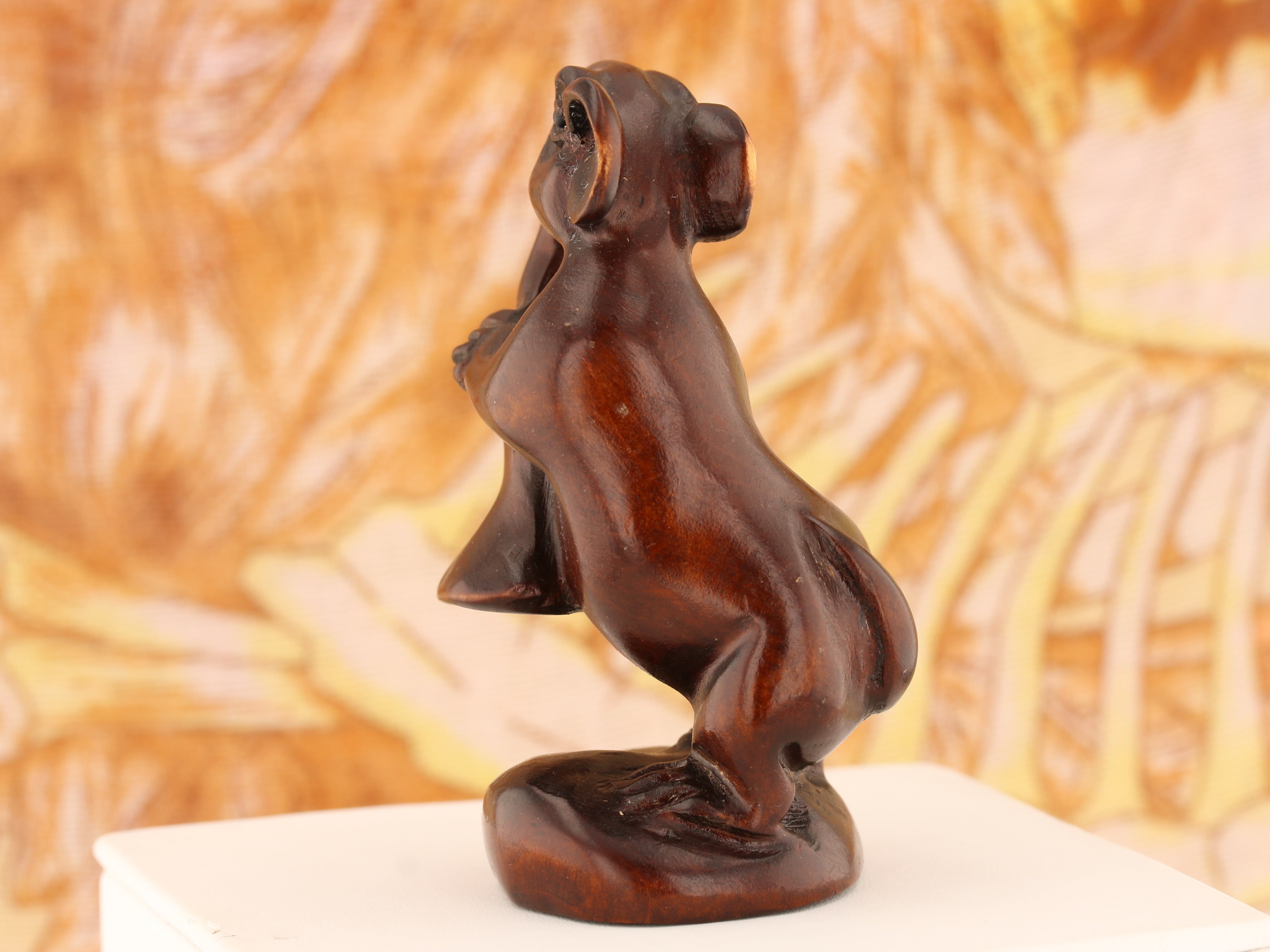 New Orleans Mouse Trumpeter Iron Wood Netsuke - David's Antiques & Jewelry