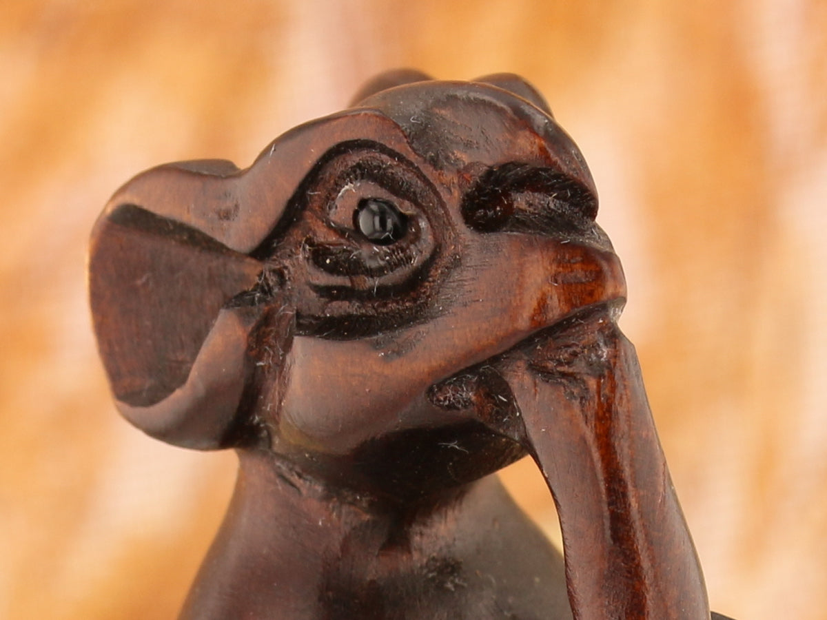 New Orleans Mouse Trumpeter Iron Wood Netsuke