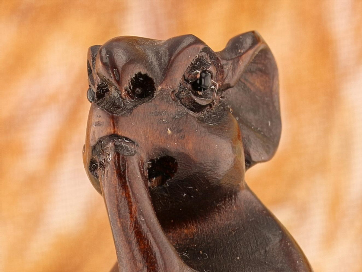 New Orleans Mouse Trumpeter Iron Wood Netsuke