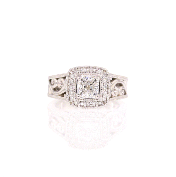 1 Carat Cushion Cut Diamond Ring