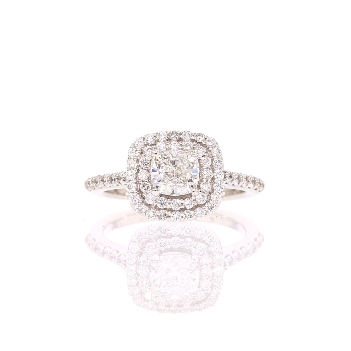 14K White Gold GIA Graded Diamond Cushion Ring