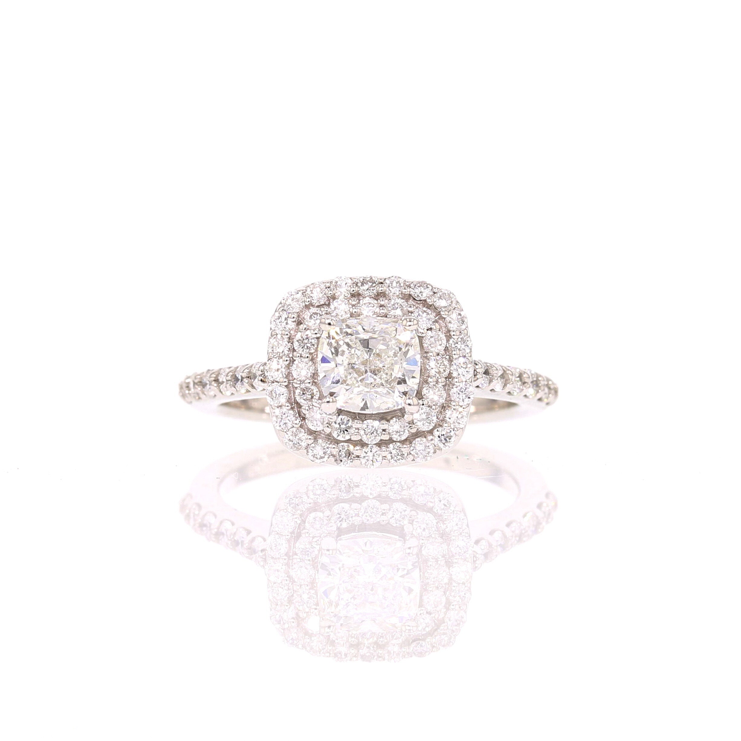 14K White Gold GIA Graded Diamond Cushion Ring - David's Antiques & Jewelry
