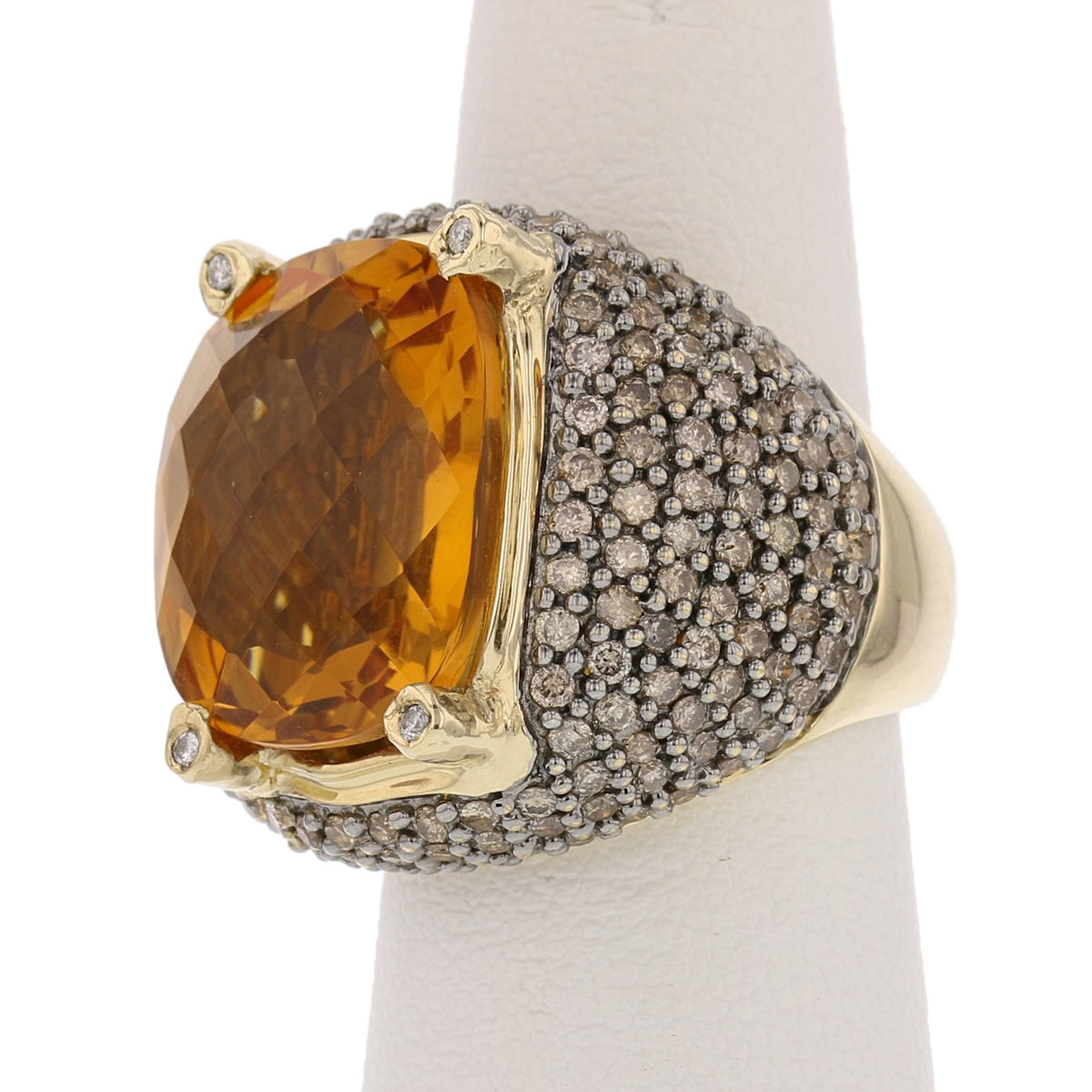 Vintage Citrine, Diamond Ring