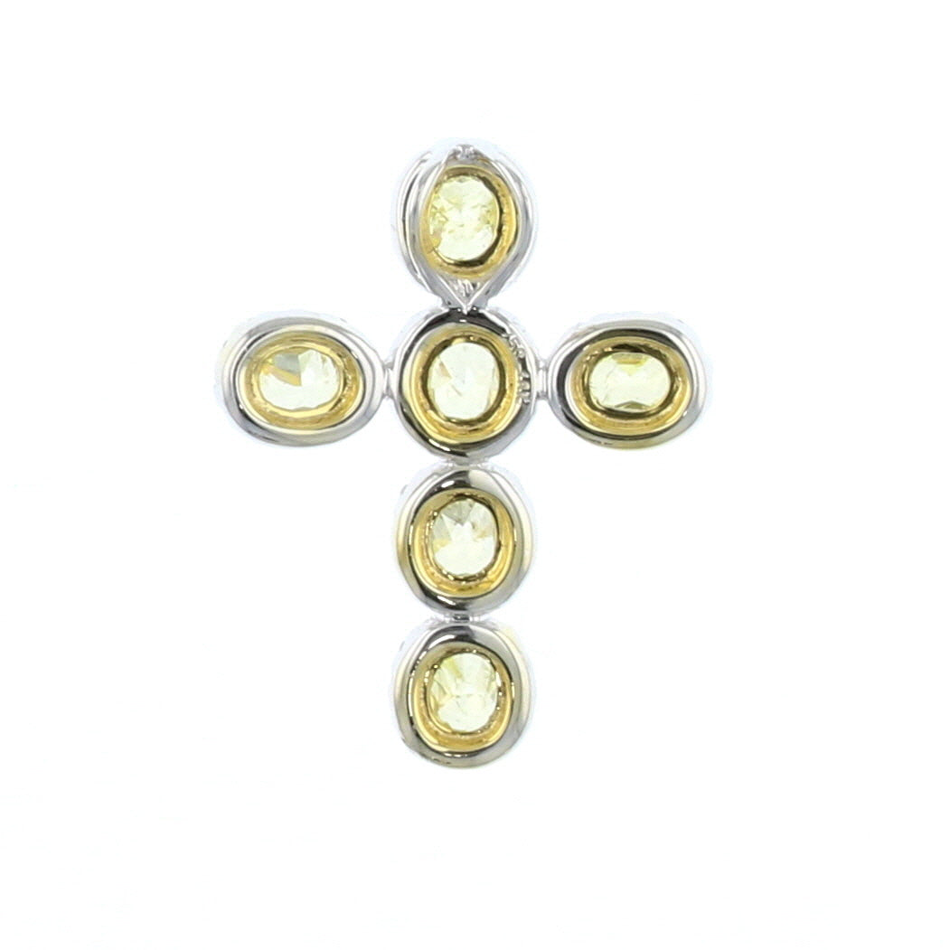 Fancy Yellow Diamond Cross Pendant in 18K White Gold
