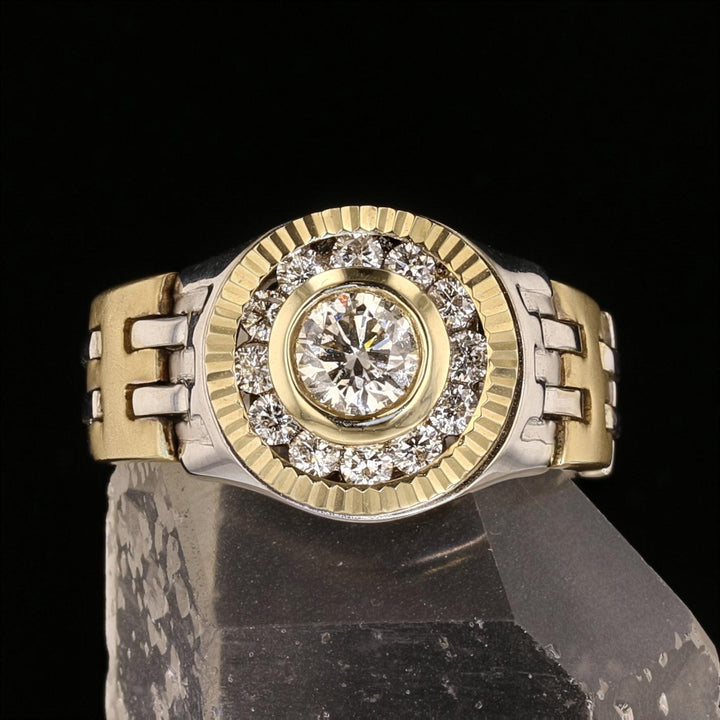 2 Tone Gold Diamond Watch Style Ring