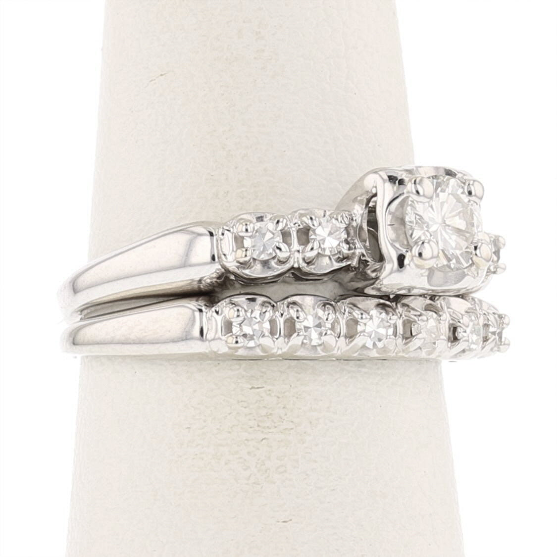 14K White Gold Diamond Engagement/Bridal Ring and Matching Band