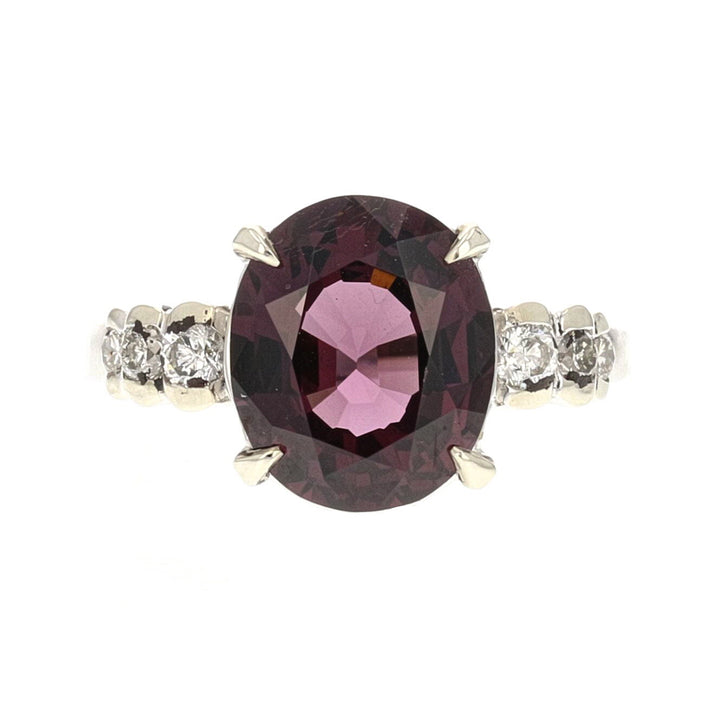 14K White Gold Natural Purple Spinel and Diamond Ring