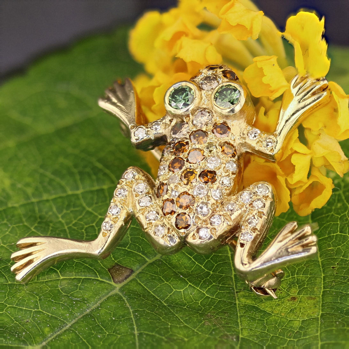Diamond Frog Brooch