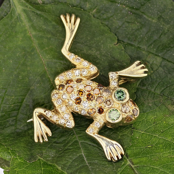 Diamond Frog Brooch