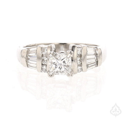 Platinum Diamond Princess Cut Engagement/Bridal Ring .72 ct