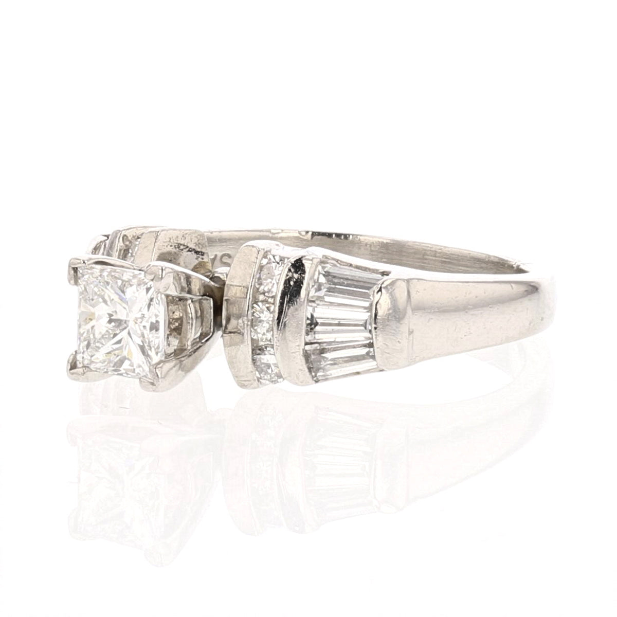 Platinum Diamond Princess Cut Engagement/Bridal Ring .72 ct