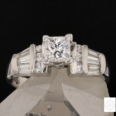 Platinum Diamond Princess Cut Engagement/Bridal Ring .72 ct