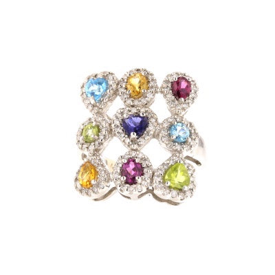 14K White Gold Multi-Stone Ring