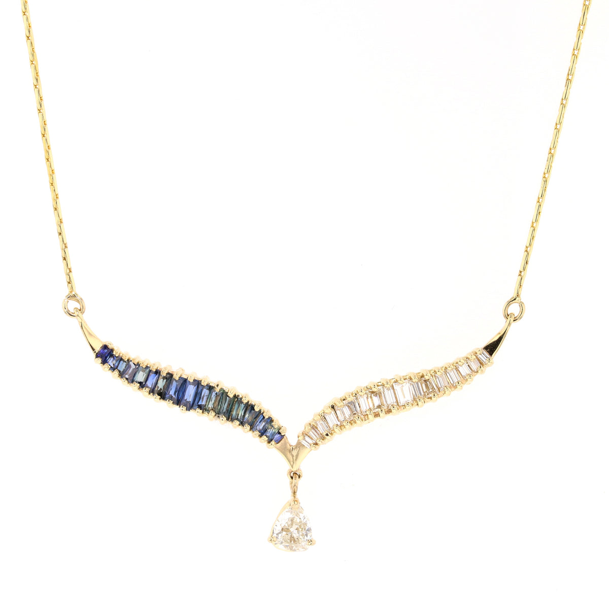 Yellow Gold Diamond and Sapphire Necklace