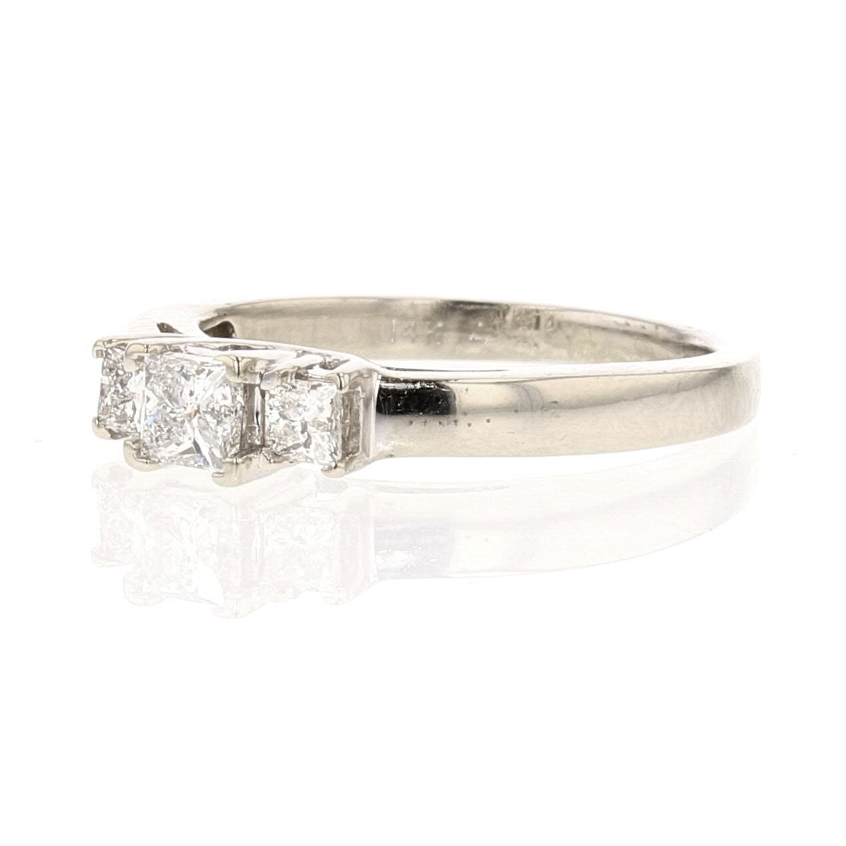 14K White Gold 3 Stone Princess Cut Diamond Engagement/Bridal Ring