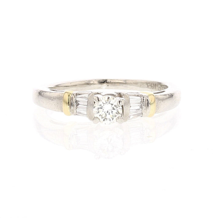 Platinum Diamond and Baguette Accent Engagement/Bridal Ring