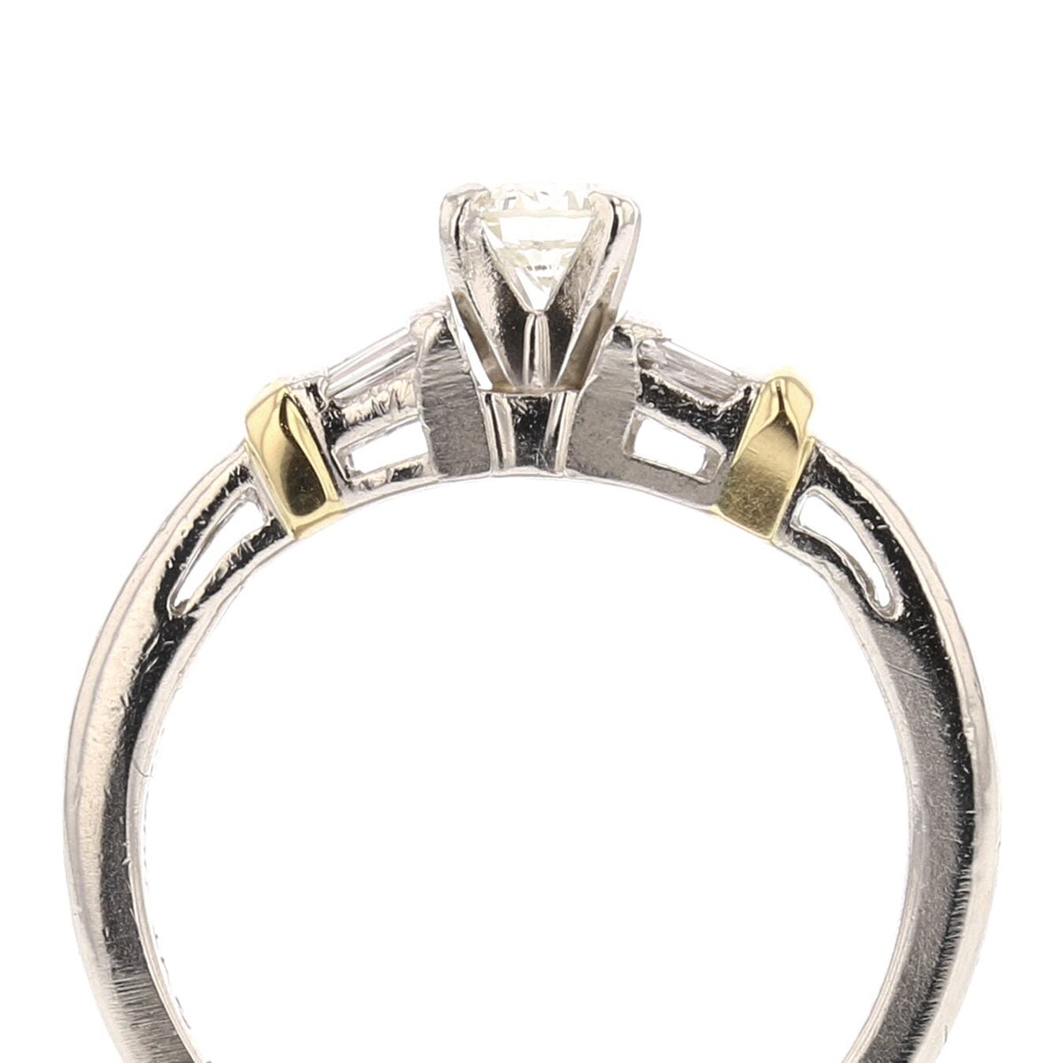 Platinum Diamond and Baguette Accent Engagement/Bridal Ring