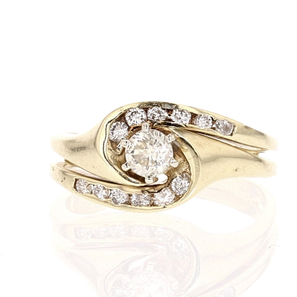 14K Yellow Gold Diamond Ring with Center Stone