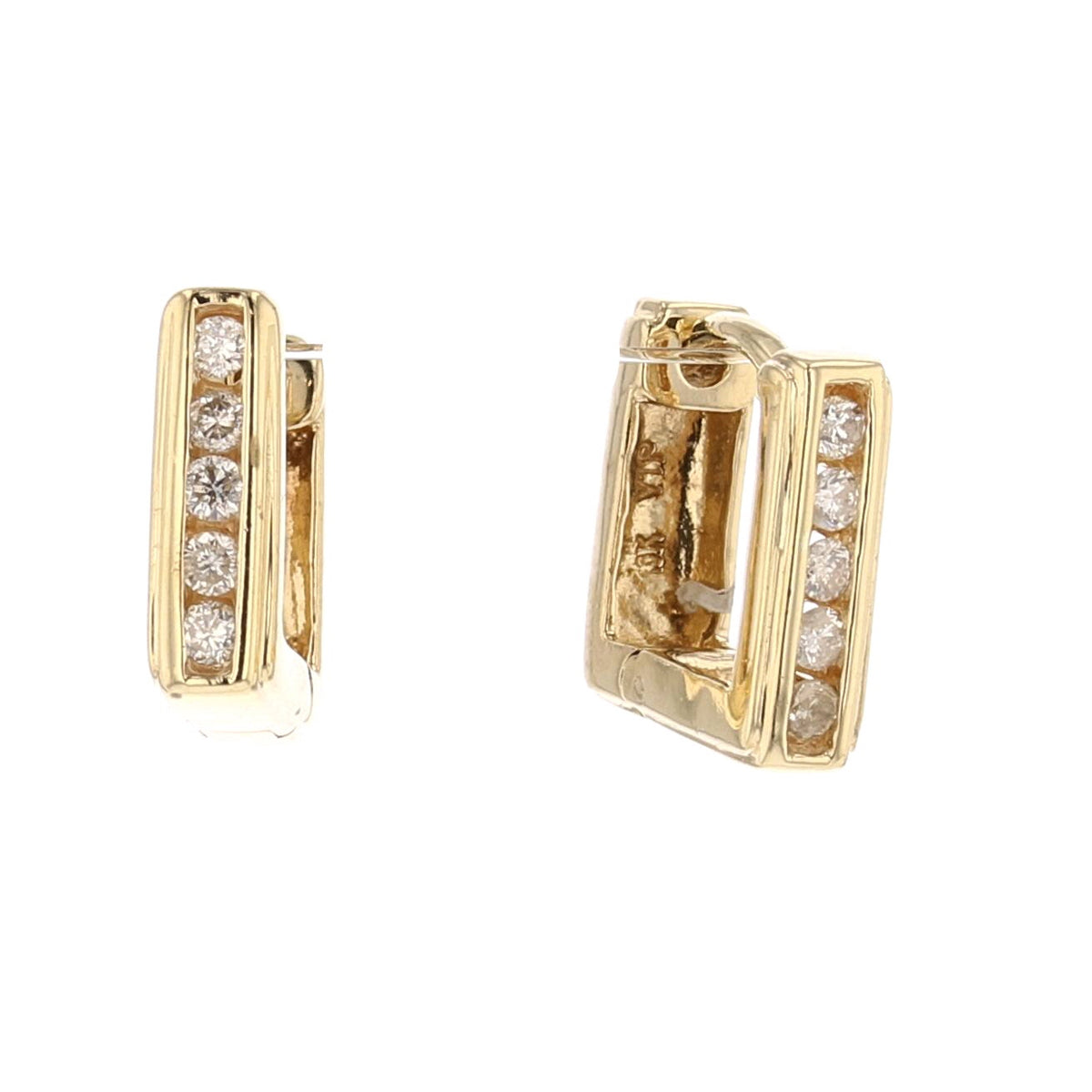 Diamond Box Earrings in 14K Yellow Gold