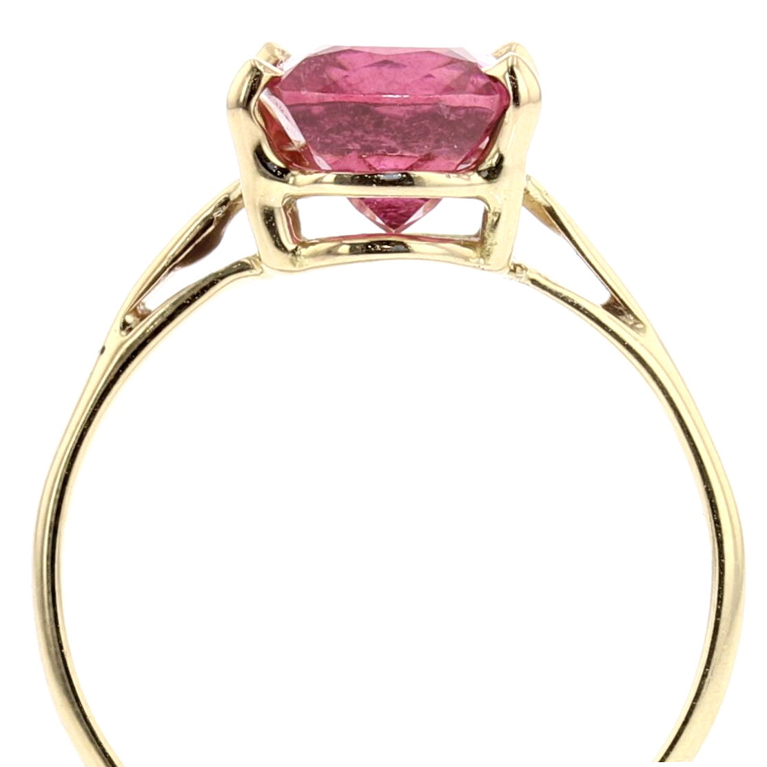 14K Yellow Gold Faceted Pink Tourmaline Ring