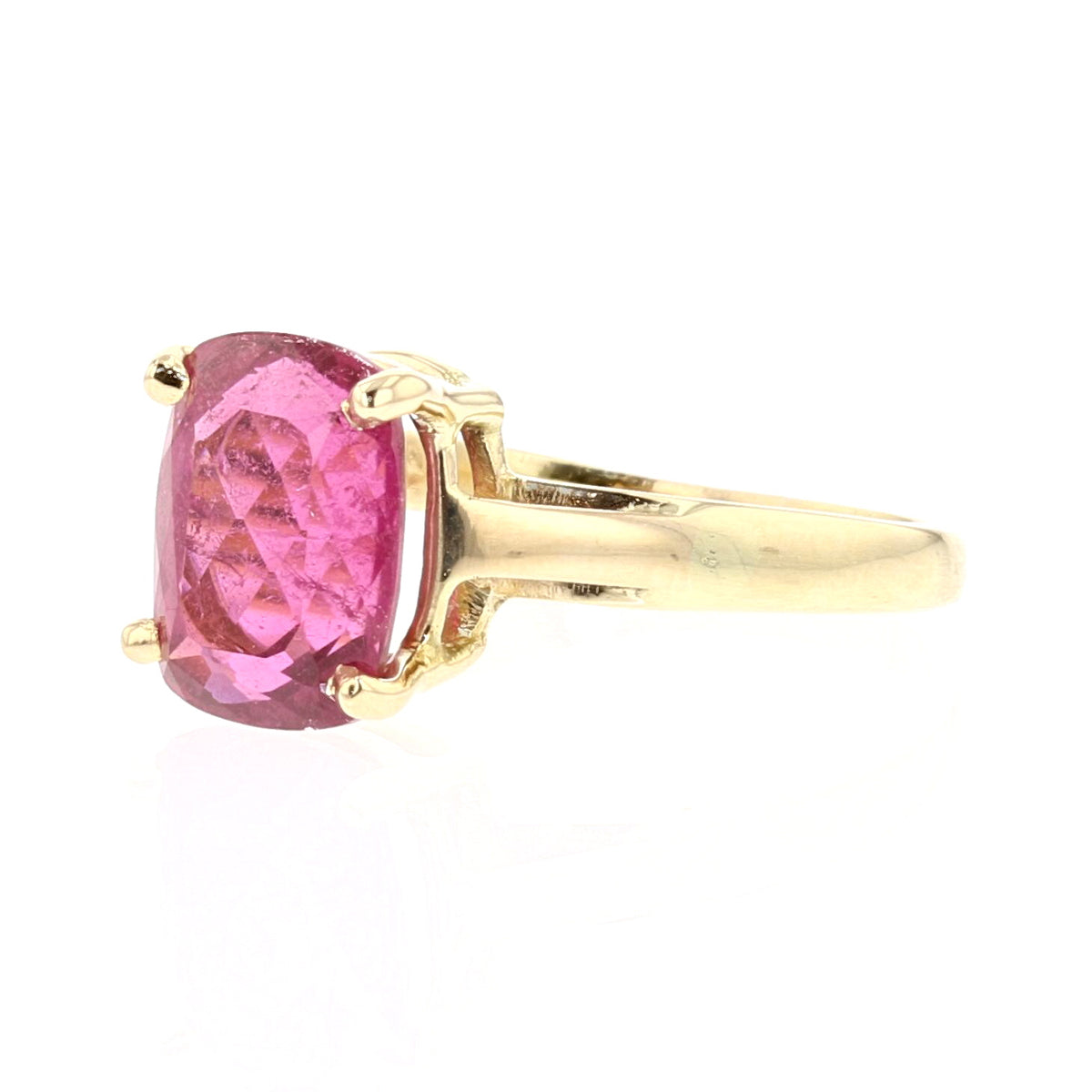 14K Yellow Gold Faceted Pink Tourmaline Ring