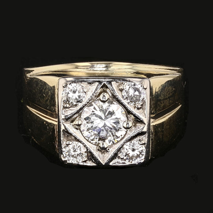 14K White and Yellow Gold Diamond Men's Ring